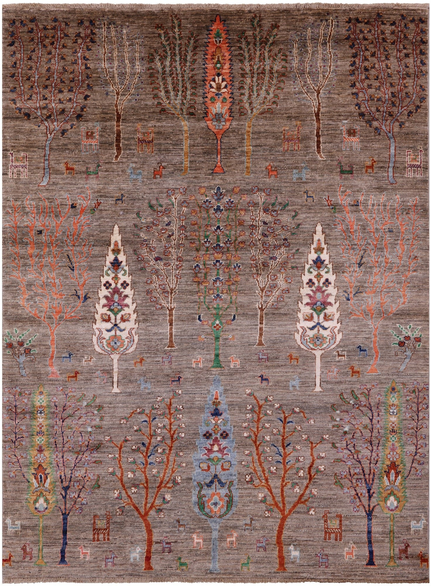 Persian Gabbeh Tribal Hand Knotted Wool Rug - 5' 0" X 6' 8" - Golden Nile