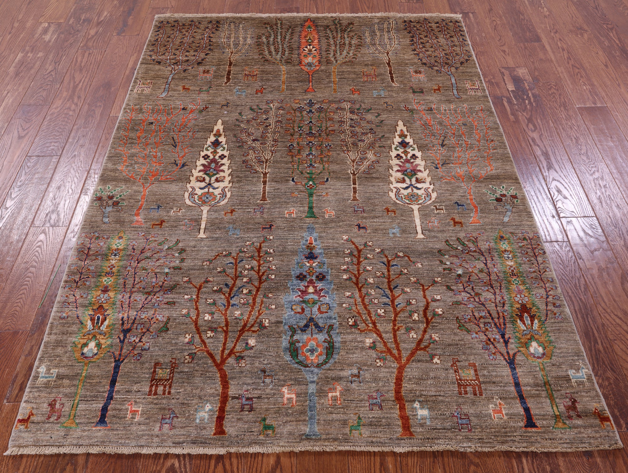 Persian Gabbeh Tribal Hand Knotted Wool Rug - 5' 0" X 6' 8" - Golden Nile