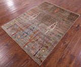 Persian Gabbeh Tribal Hand Knotted Wool Rug - 5' 0" X 6' 8" - Golden Nile