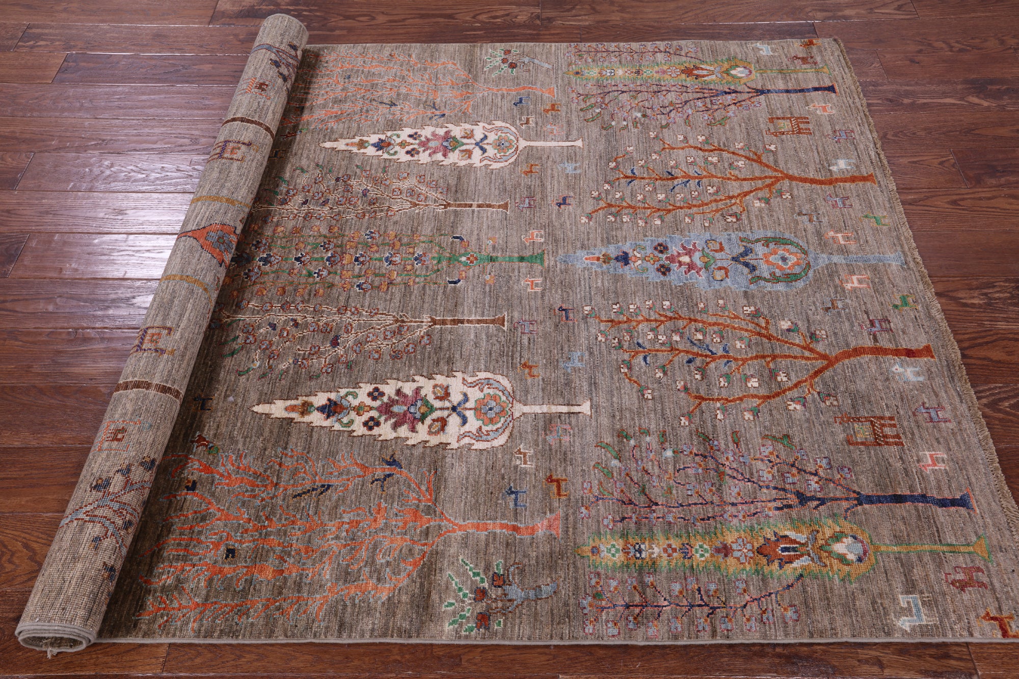 Persian Gabbeh Tribal Hand Knotted Wool Rug - 5' 0" X 6' 8" - Golden Nile
