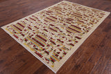 Ivory William Morris Rose Garden Hand Knotted Wool Area Rug - 6' 1" X 8' 9" - Golden Nile