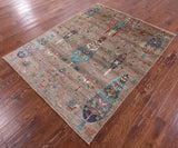 Persian Gabbeh Tribal Hand Knotted Wool Rug - 5' 1" X 6' 5" - Golden Nile