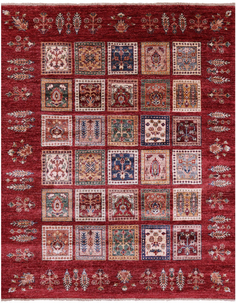 Red Garden Design Persian Hand Knotted Wool Rug - 5' 2" X 6' 6" - Golden Nile