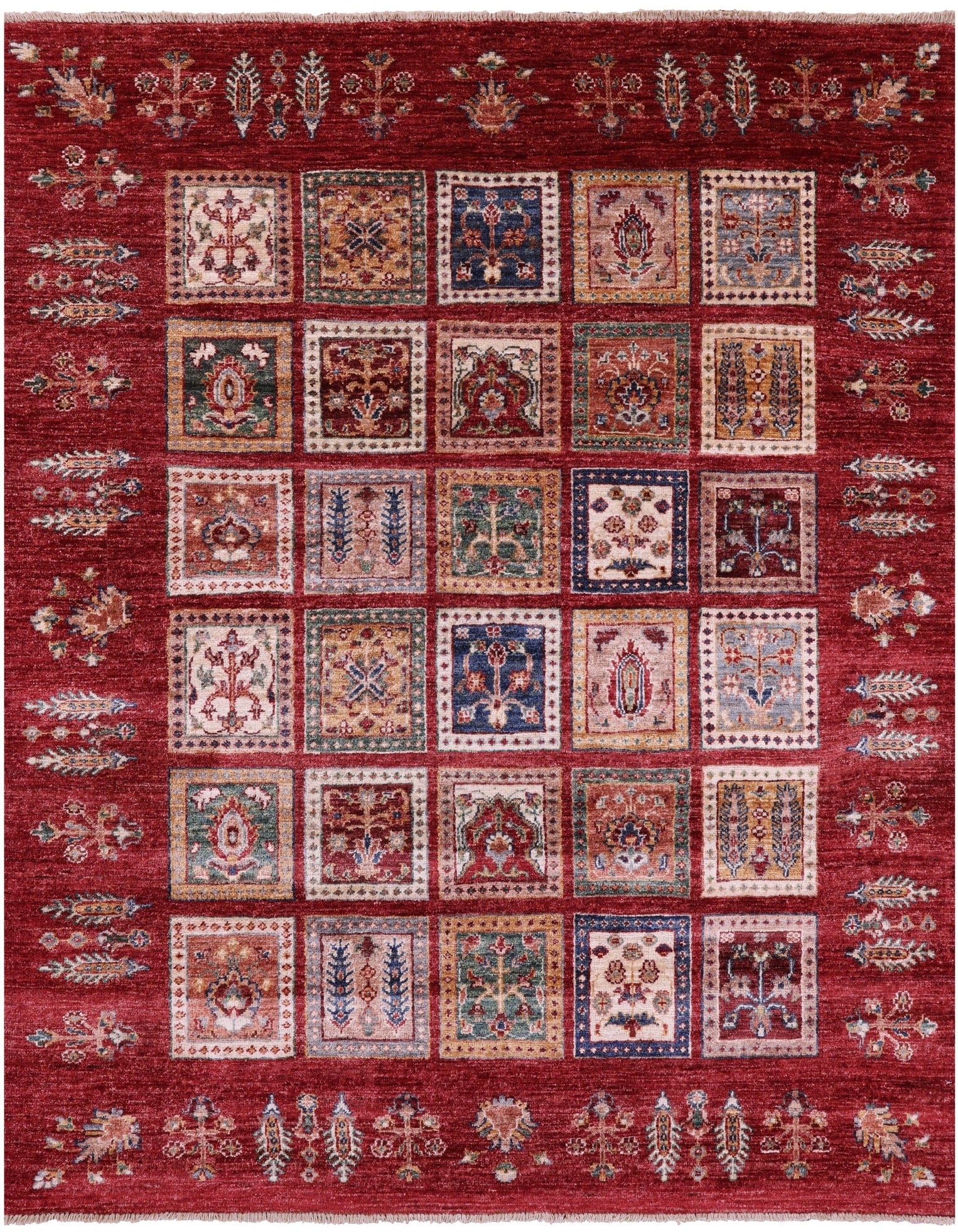 Red Garden Design Persian Hand Knotted Wool Rug - 5' 2" X 6' 6" - Golden Nile