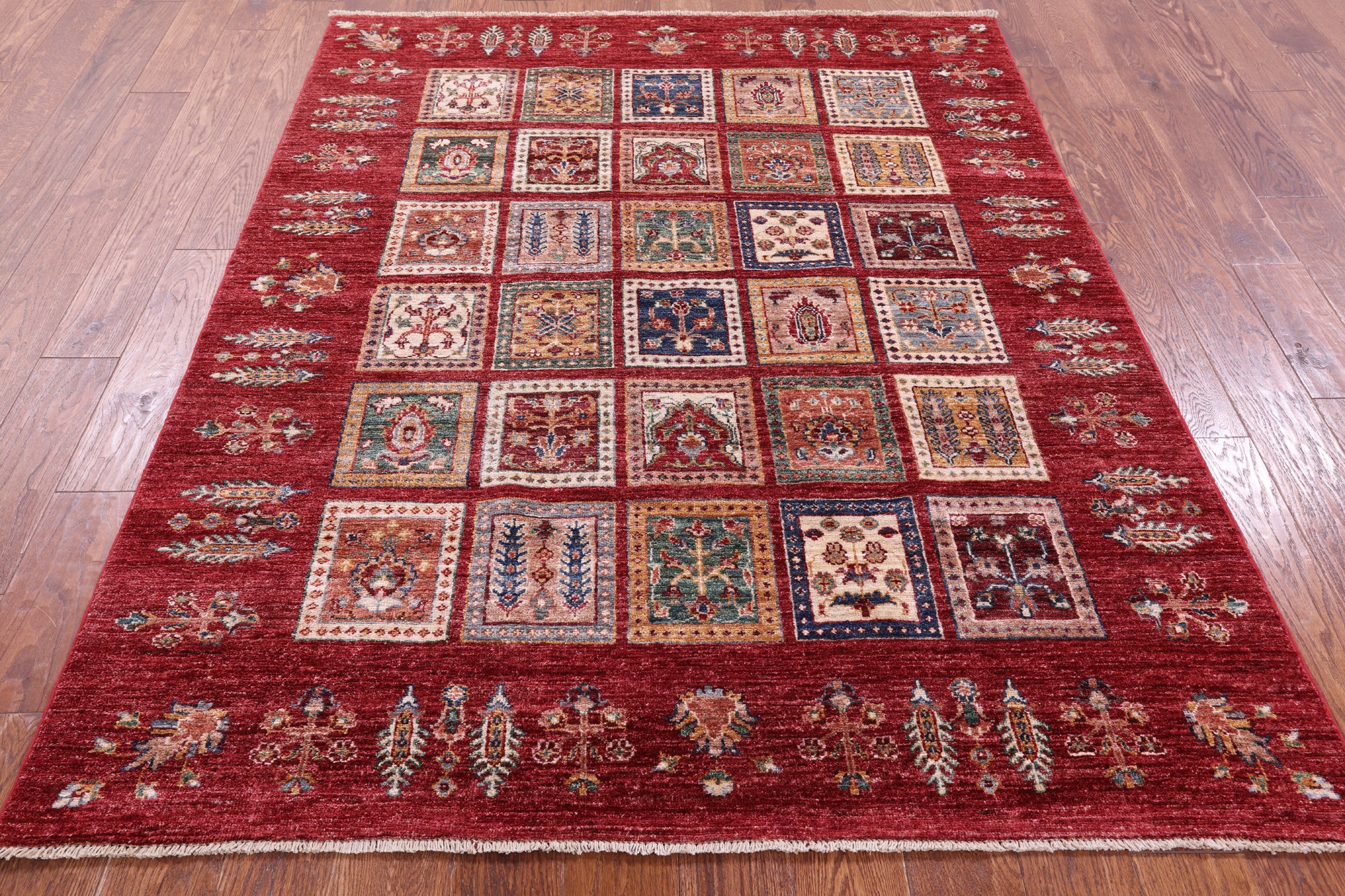Red Garden Design Persian Hand Knotted Wool Rug - 5' 2" X 6' 6" - Golden Nile
