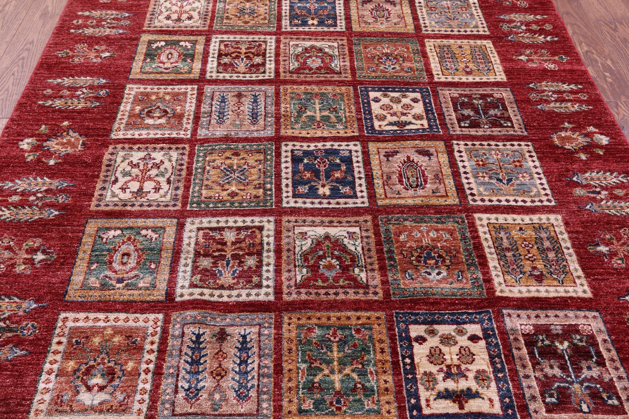 Red Garden Design Persian Hand Knotted Wool Rug - 5' 2" X 6' 6" - Golden Nile