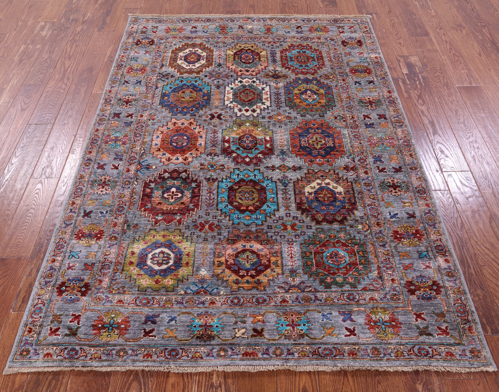 Turkmen Ersari Hand Knotted Wool Rug - 5' 0" X 6' 10" - Golden Nile