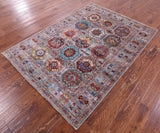 Turkmen Ersari Hand Knotted Wool Rug - 5' 0" X 6' 10" - Golden Nile