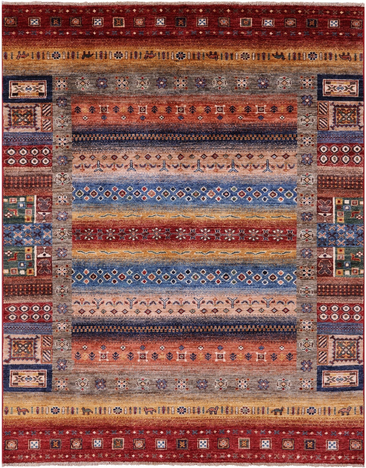 Tribal Persian Gabbeh Hand Knotted Wool Rug - 5' 2" X 6' 8" - Golden Nile