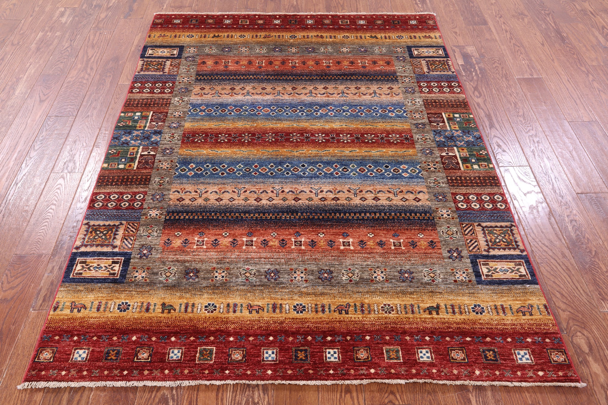 Tribal Persian Gabbeh Hand Knotted Wool Rug - 5' 2" X 6' 8" - Golden Nile