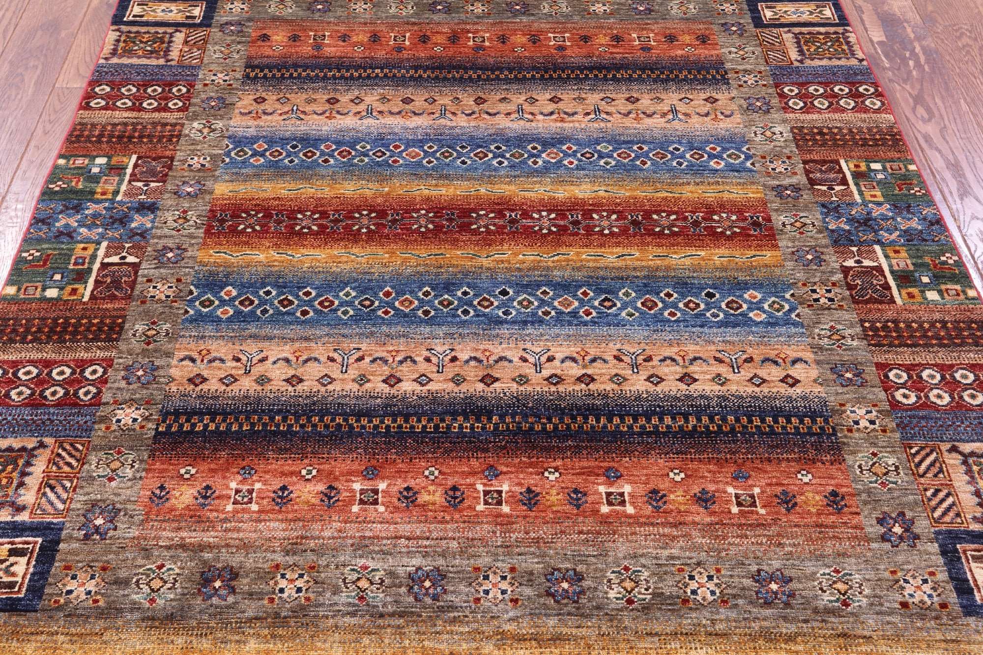 Tribal Persian Gabbeh Hand Knotted Wool Rug - 5' 2" X 6' 8" - Golden Nile