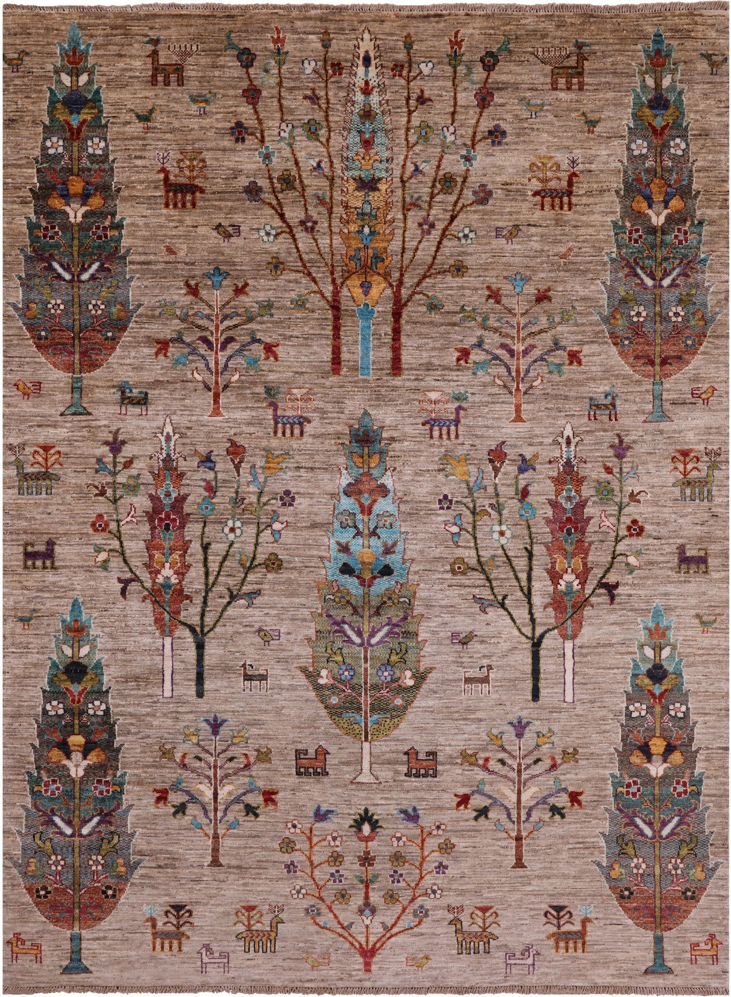 Tribal Persian Gabbeh Hand Knotted Wool Rug - 5' 1" X 6' 9" - Golden Nile
