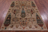 Tribal Persian Gabbeh Hand Knotted Wool Rug - 5' 1" X 6' 9" - Golden Nile
