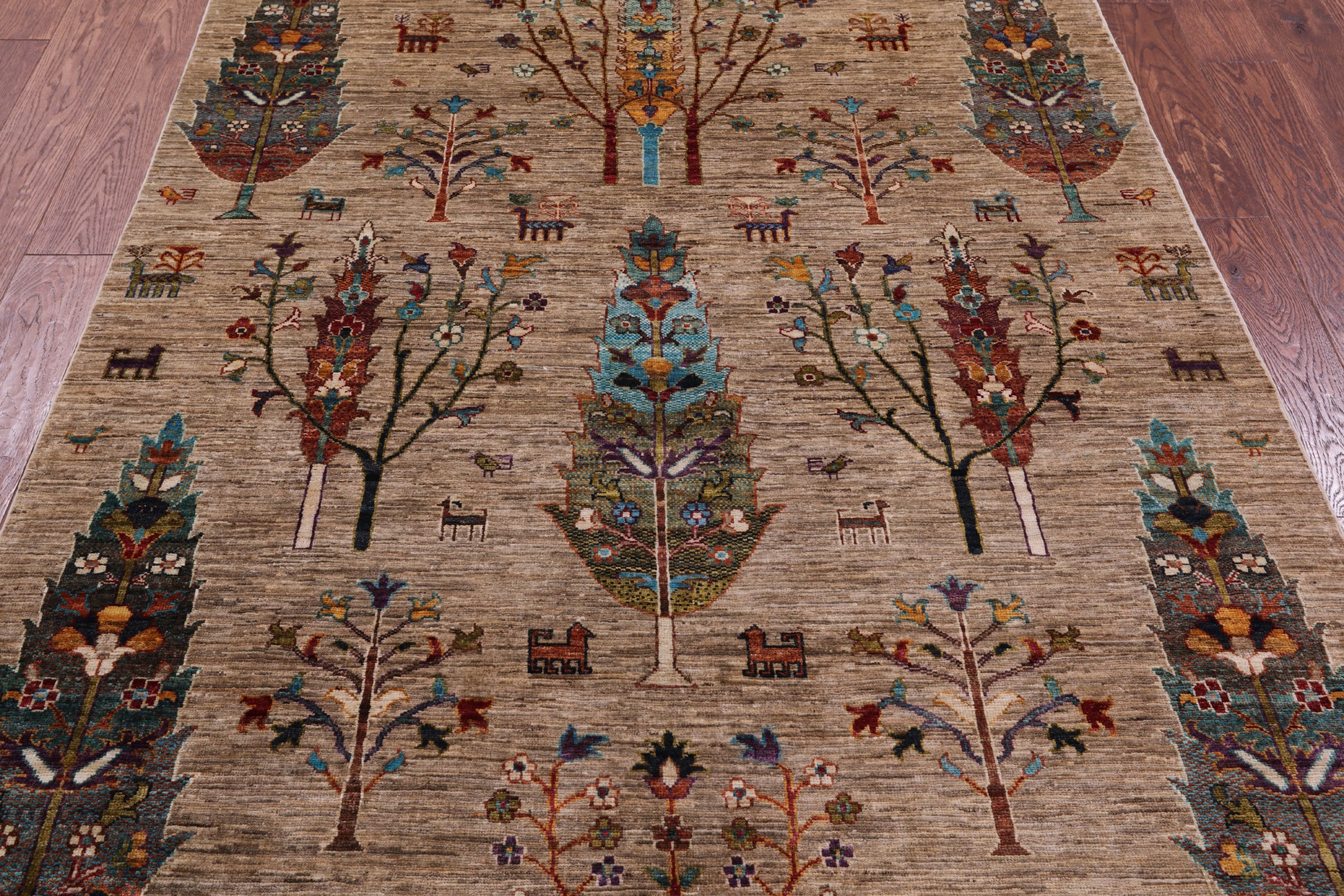 Tribal Persian Gabbeh Hand Knotted Wool Rug - 5' 1" X 6' 9" - Golden Nile