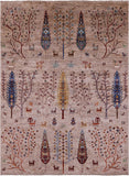 Tribal Persian Gabbeh Hand Knotted Wool Rug - 5' 1" X 6' 9" - Golden Nile
