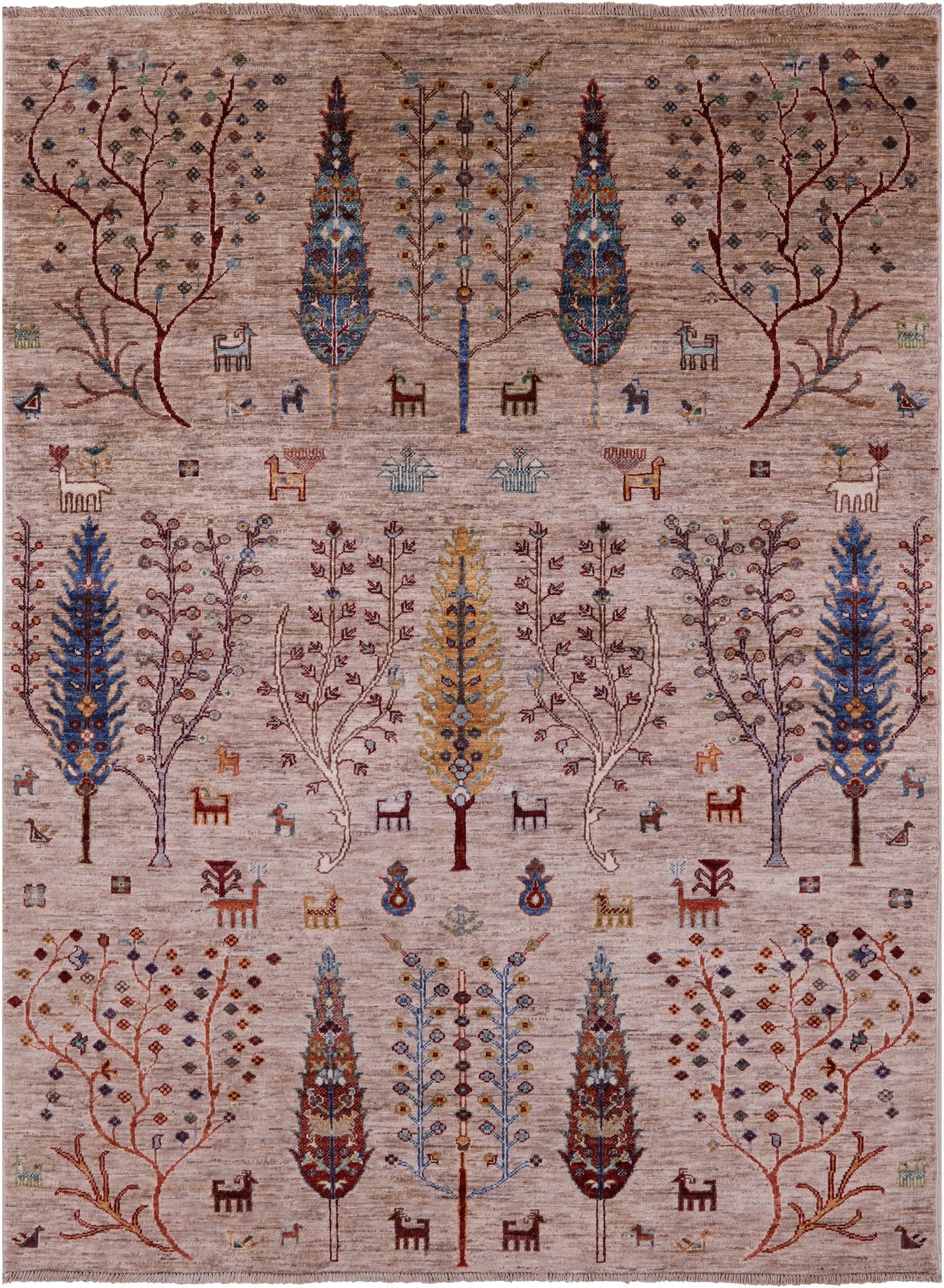 Tribal Persian Gabbeh Hand Knotted Wool Rug - 5' 1" X 6' 9" - Golden Nile