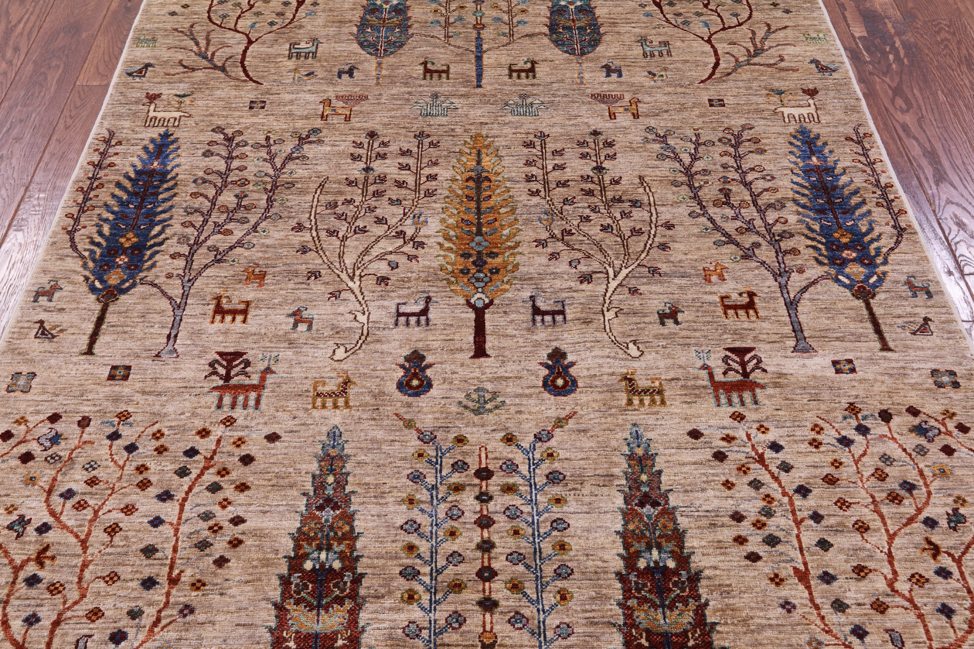 Tribal Persian Gabbeh Hand Knotted Wool Rug - 5' 1" X 6' 9" - Golden Nile