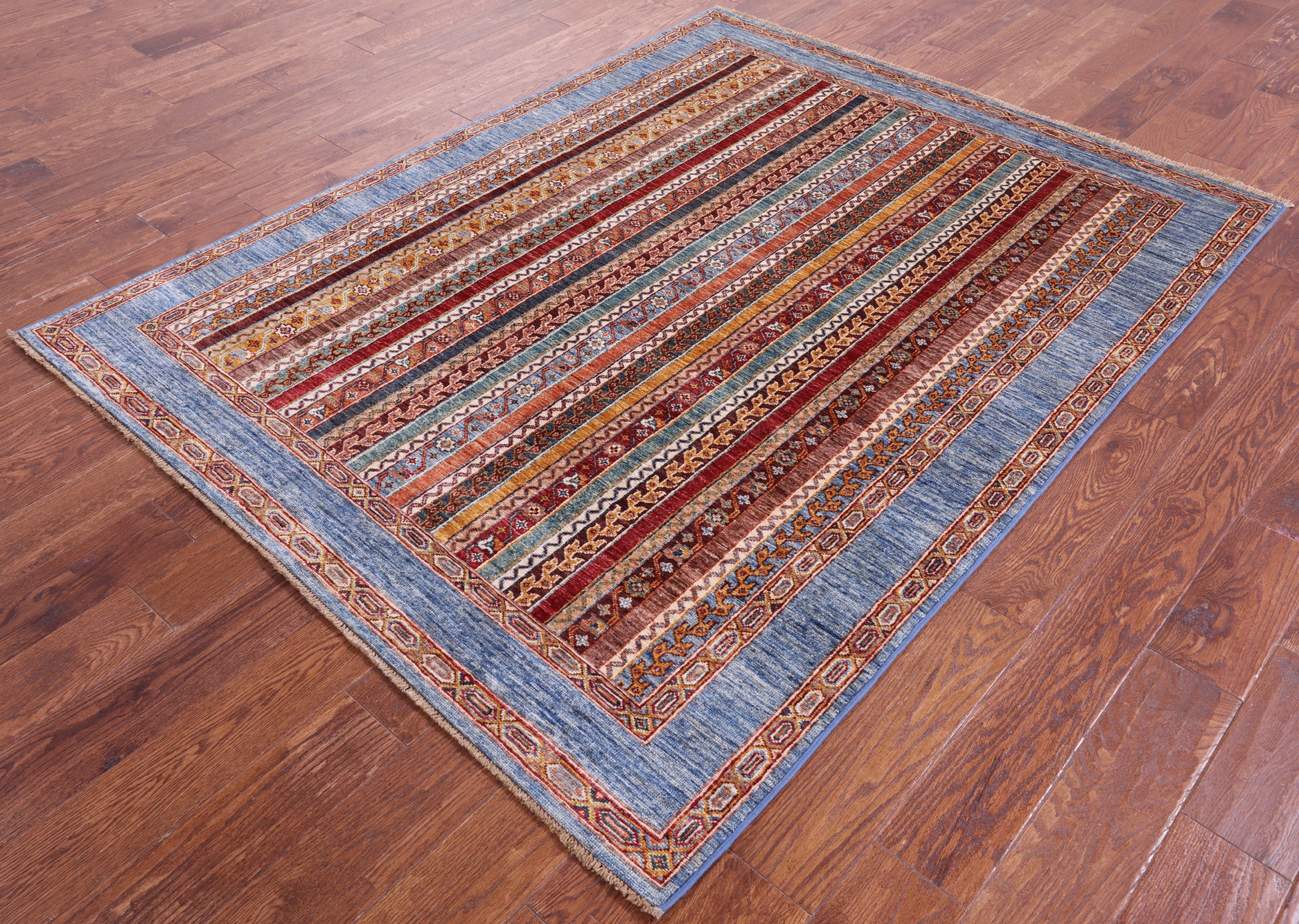 Shall Persian Gabbeh Hand Knotted Wool Rug - 5' 2" X 6' 7" - Golden Nile