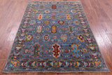 Peshawar Hand Knotted Wool Rug - 5' 0" X 6' 9" - Golden Nile