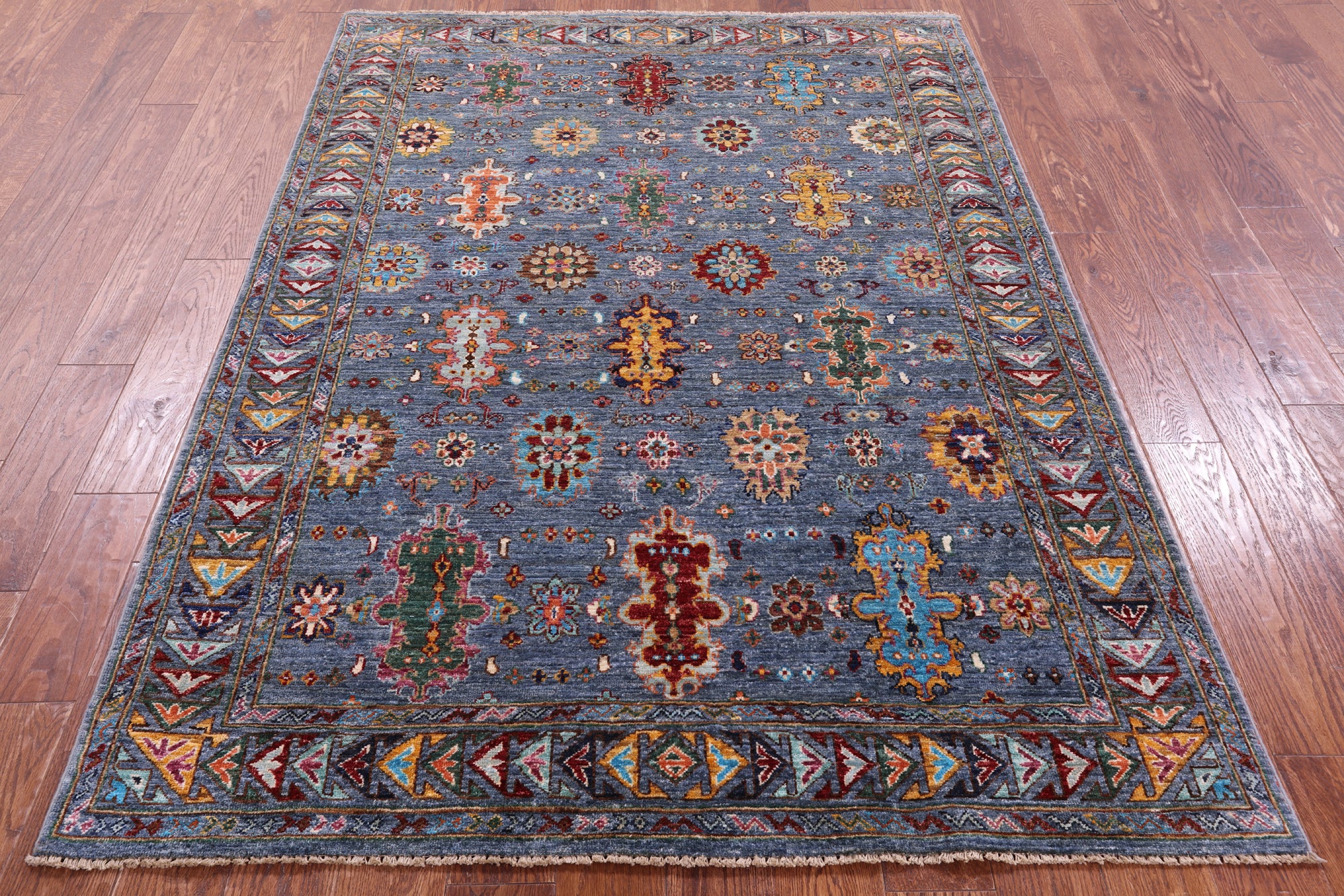 Peshawar Hand Knotted Wool Rug - 5' 0" X 6' 9" - Golden Nile