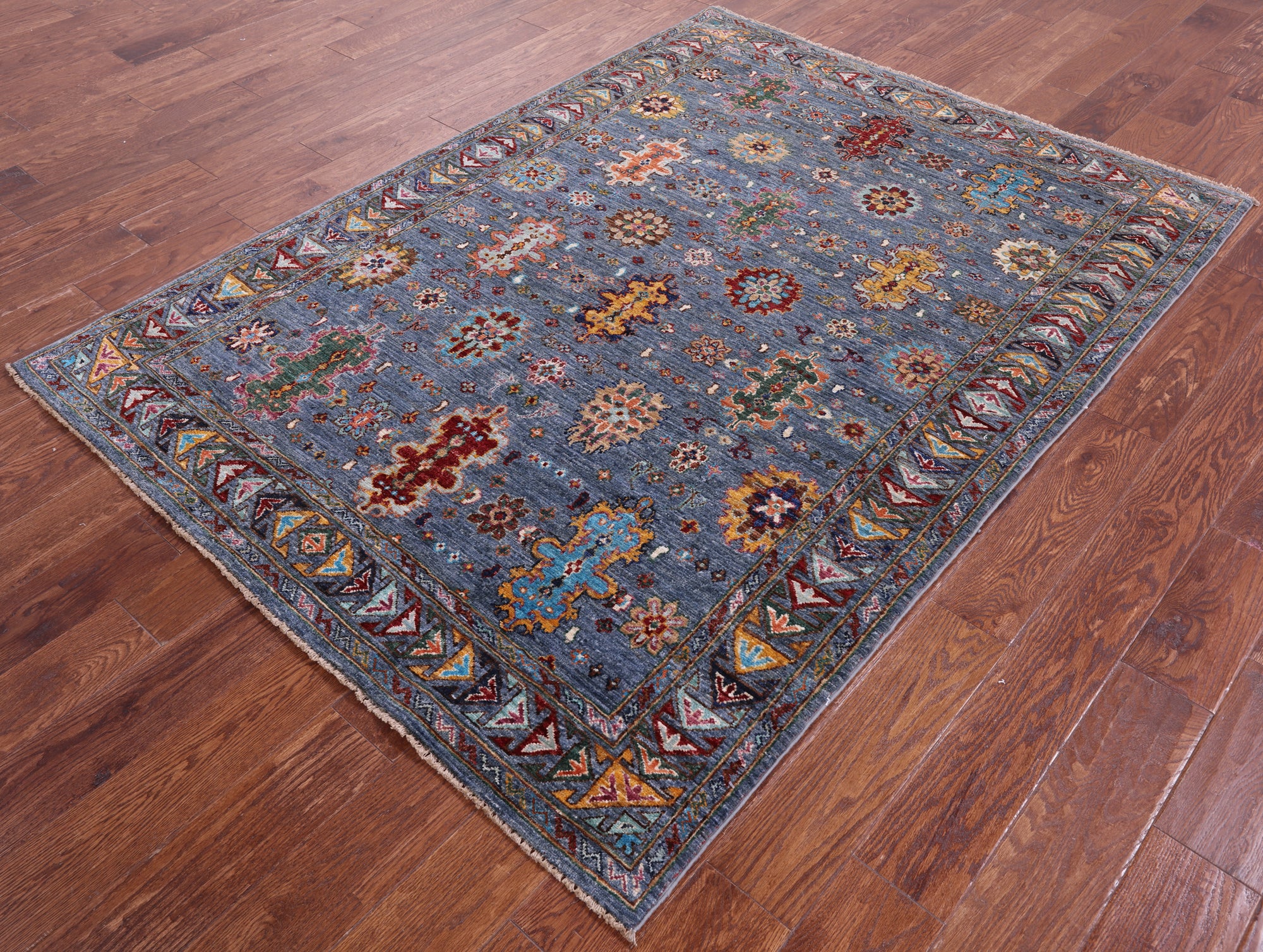 Peshawar Hand Knotted Wool Rug - 5' 0" X 6' 9" - Golden Nile