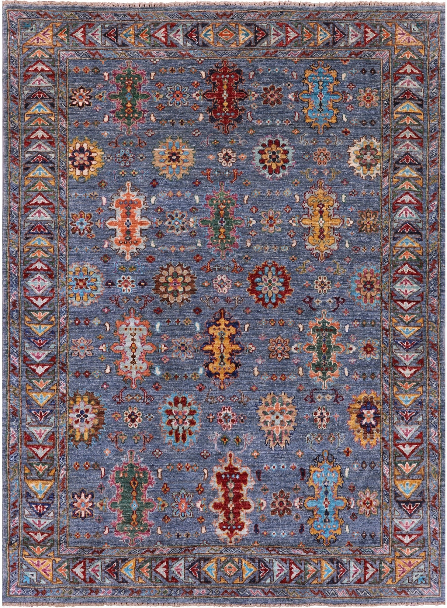 Peshawar Hand Knotted Wool Rug - 5' 0" X 6' 9" - Golden Nile