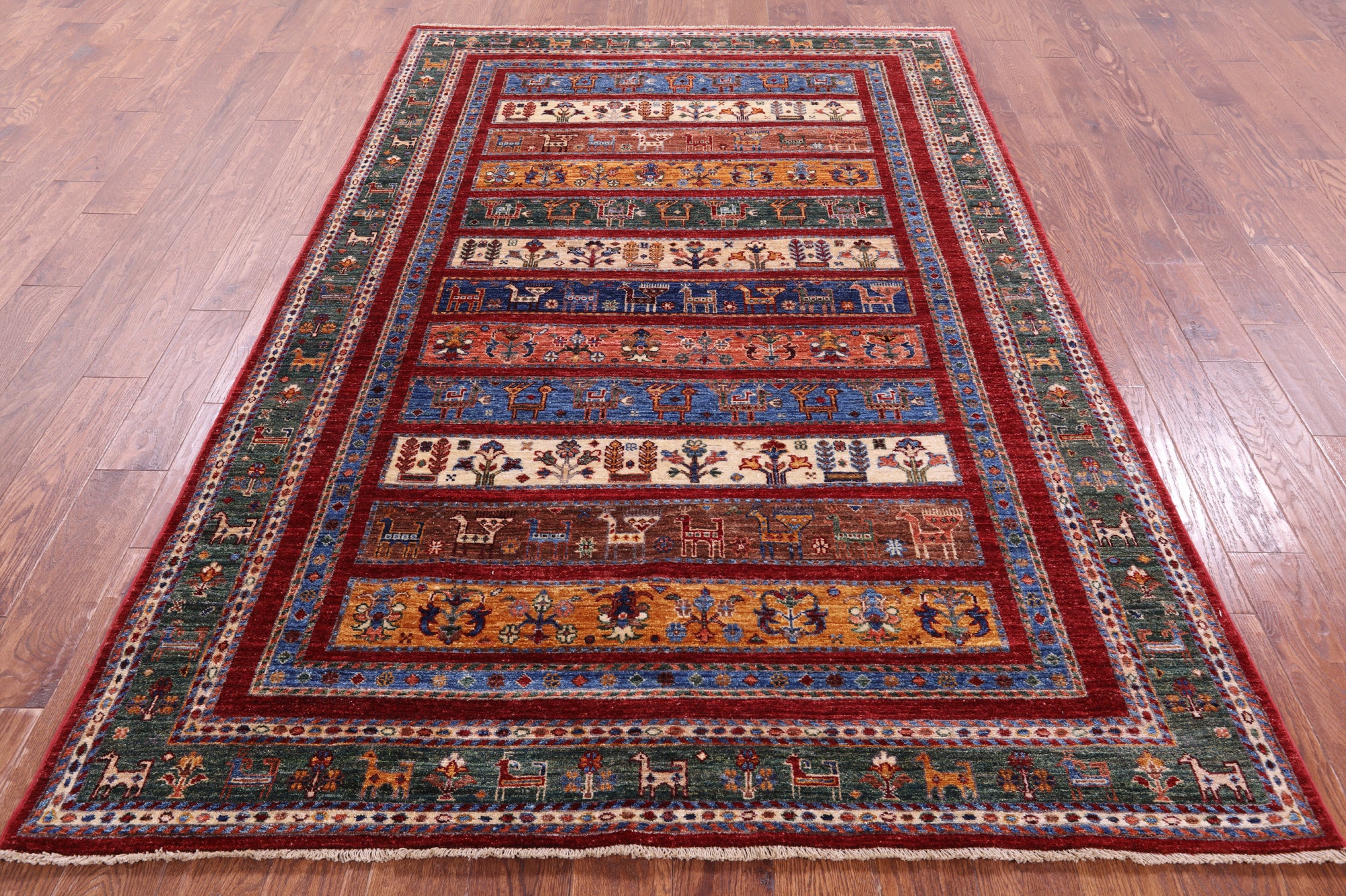 Tribal Persian Gabbeh Hand Knotted Wool Rug - 5' 7" X 8' 5" - Golden Nile