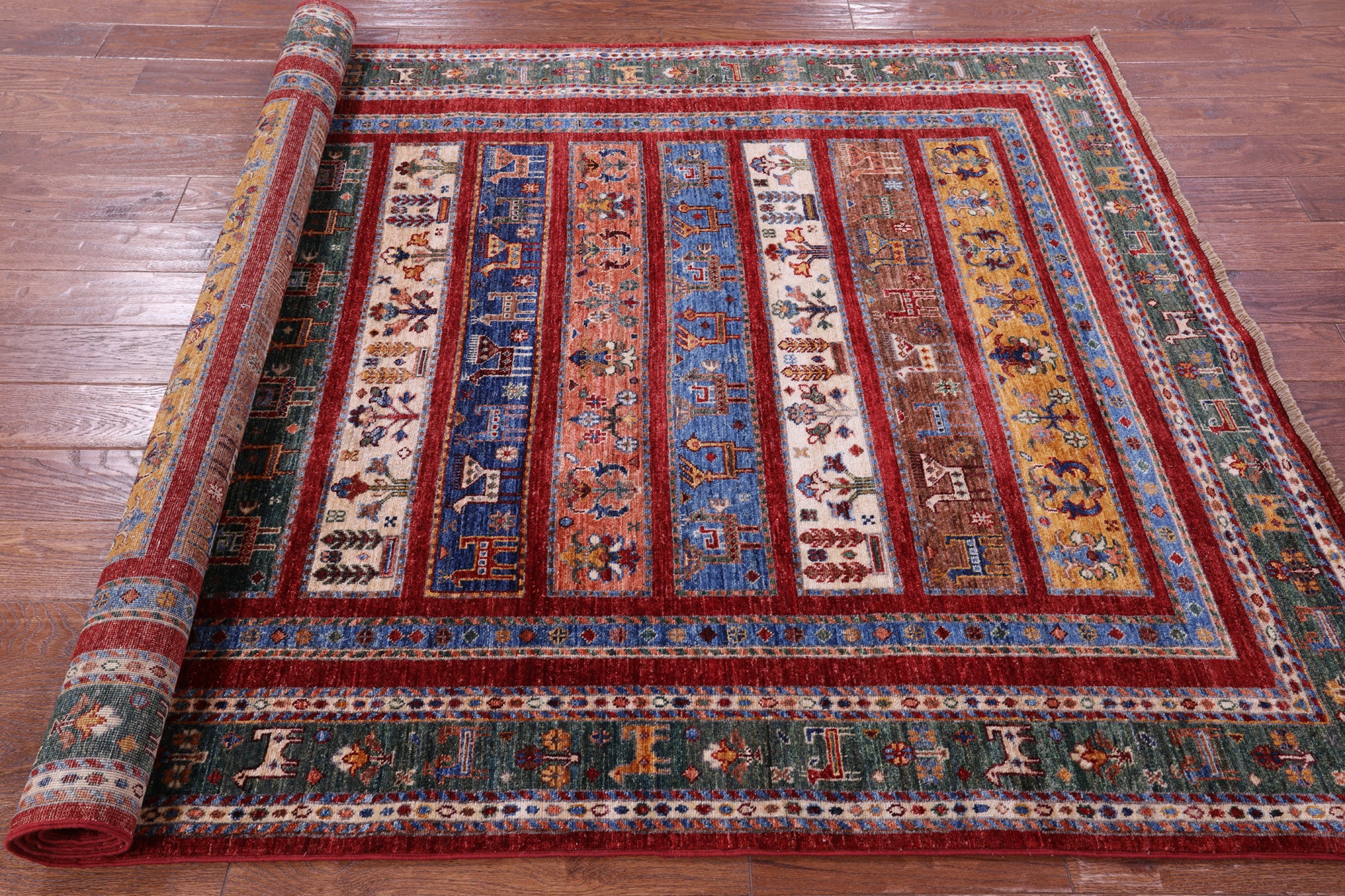 Tribal Persian Gabbeh Hand Knotted Wool Rug - 5' 7" X 8' 5" - Golden Nile