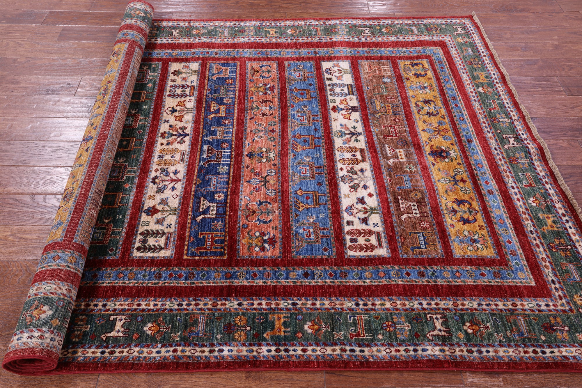 Tribal Persian Gabbeh Hand Knotted Wool Rug - 5' 7" X 8' 5" - Golden Nile