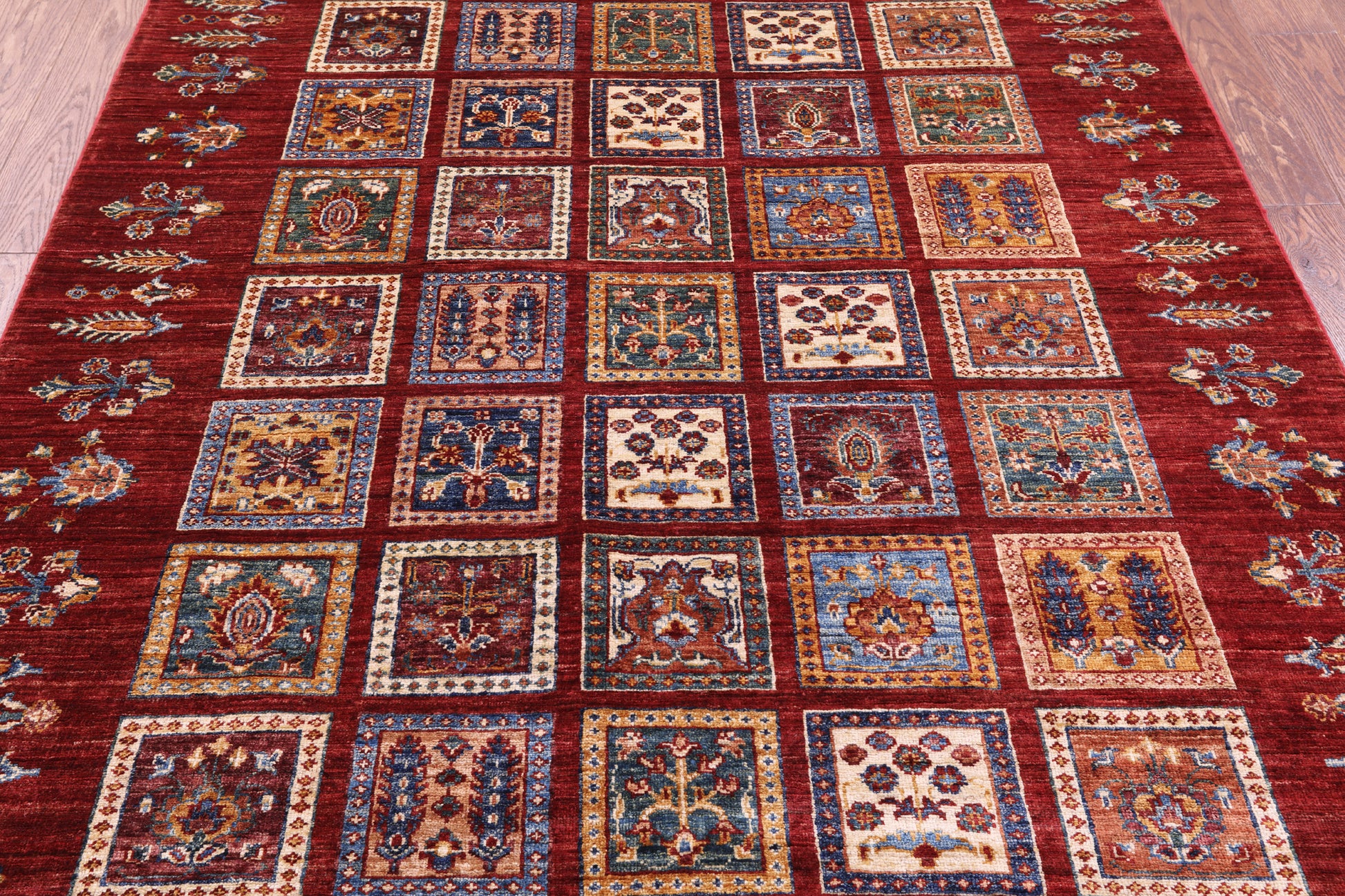 Red Garden Design Persian Hand Knotted Wool Rug - 5' 2" X 6' 2" - Golden Nile
