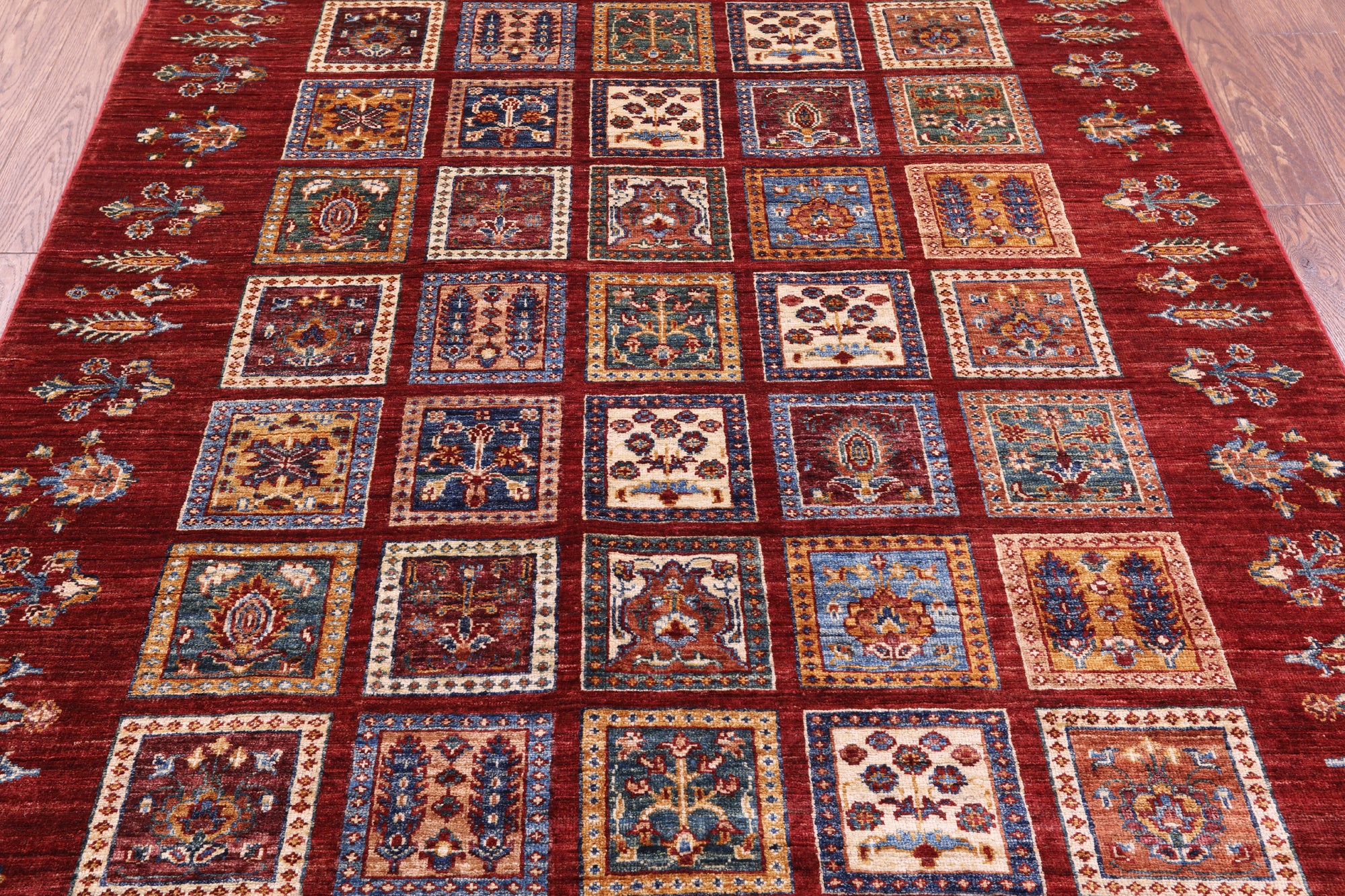 Red Garden Design Persian Hand Knotted Wool Rug - 5' 2" X 6' 2" - Golden Nile