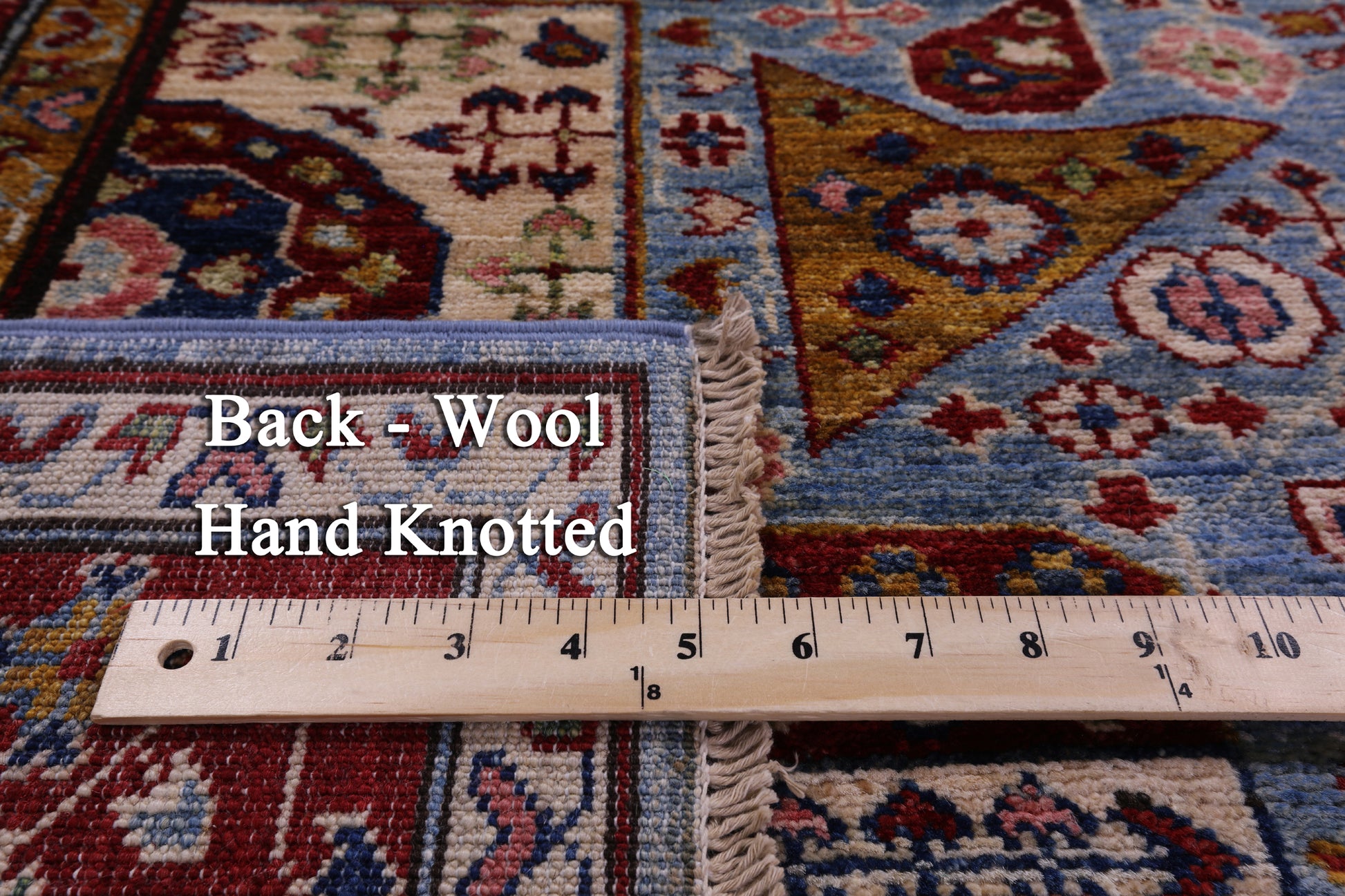 Blue Geometric Persian Mamluk Hand Knotted Wool Rug - 4' 11" X 6' 8" - Golden Nile