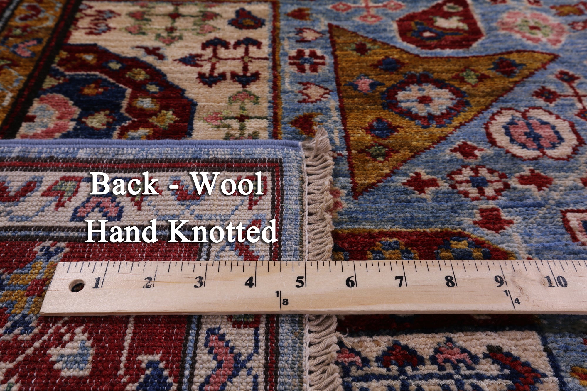 Blue Geometric Persian Mamluk Hand Knotted Wool Rug - 4' 11" X 6' 8" - Golden Nile