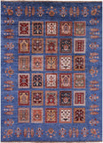 Blue Garden Design Persian Hand Knotted Wool Rug - 5' 0" X 6' 8" - Golden Nile