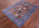 Blue Garden Design Persian Hand Knotted Wool Rug - 5' 0" X 6' 8" - Golden Nile