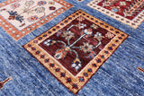 Blue Garden Design Persian Hand Knotted Wool Rug - 5' 0" X 6' 8" - Golden Nile