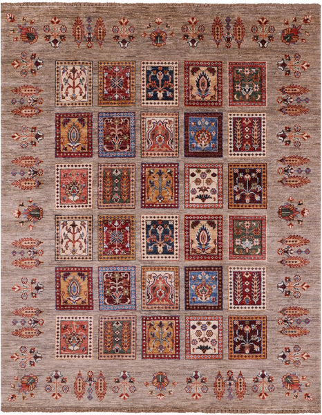 Garden Design Persian Hand Knotted Wool Rug - 5' 2" X 6' 6" - Golden Nile