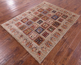 Garden Design Persian Hand Knotted Wool Rug - 5' 2" X 6' 6" - Golden Nile
