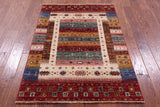 Tribal Persian Gabbeh Handmade Wool Rug - 3' 7" X 4' 11" - Golden Nile