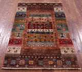 Tribal Persian Gabbeh Hand Knotted Wool Rug - 2' 8" X 4' 0" - Golden Nile