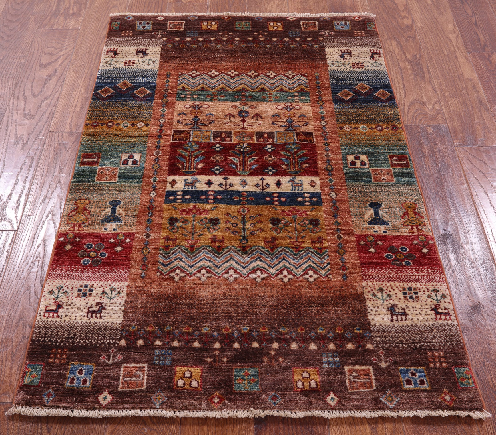 Tribal Persian Gabbeh Hand Knotted Wool Rug - 2' 8" X 4' 0" - Golden Nile