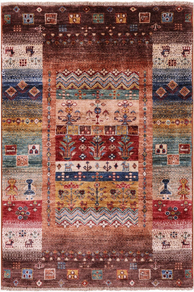 Tribal Persian Gabbeh Hand Knotted Wool Rug - 2' 8" X 4' 0" - Golden Nile