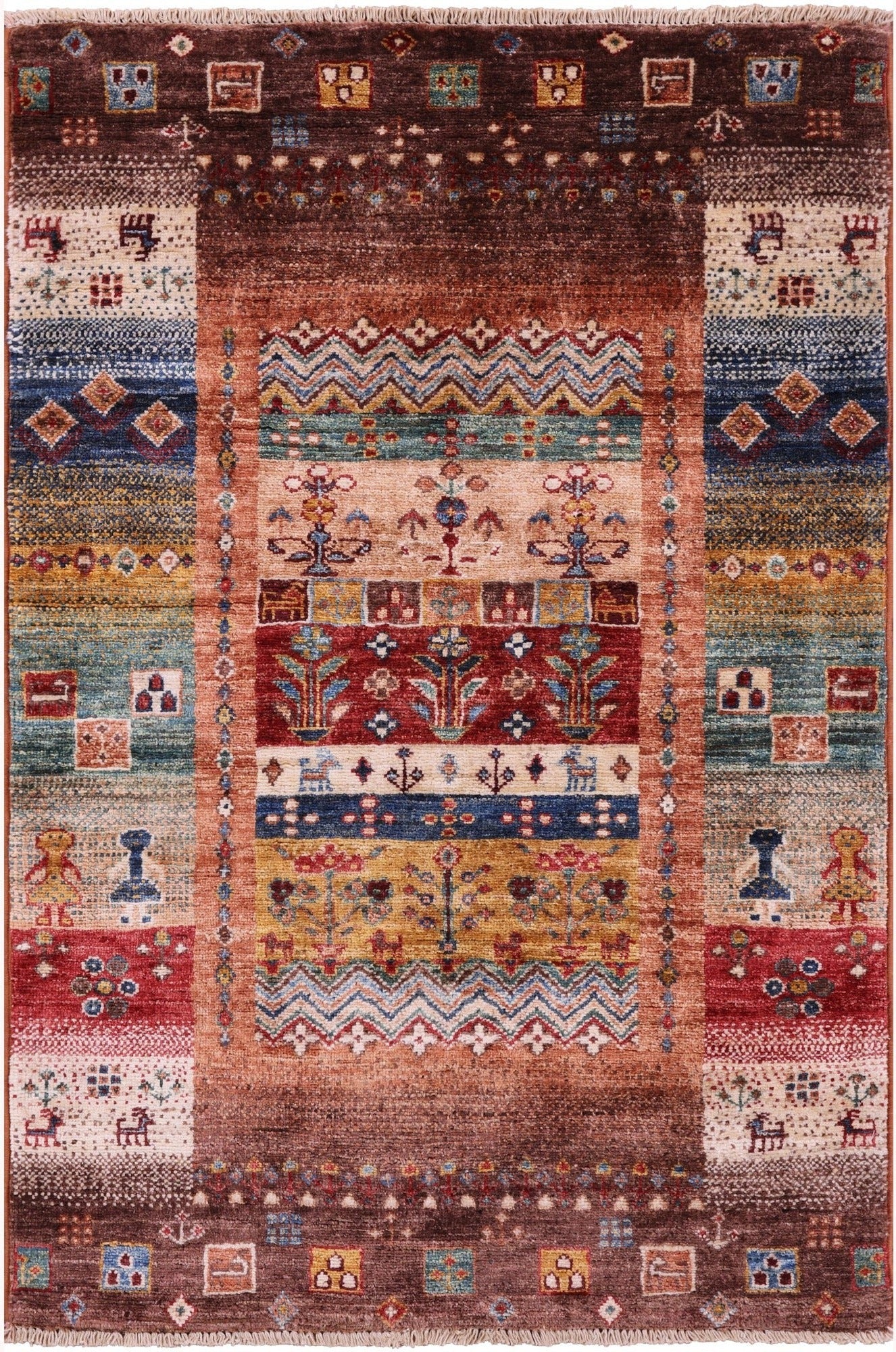 Tribal Persian Gabbeh Hand Knotted Wool Rug - 2' 8" X 4' 0" - Golden Nile