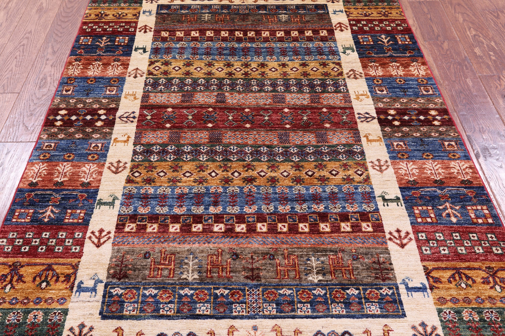 Persian Tribal Gabbeh Handmade Wool Rug - 4' 2" X 6' 3" - Golden Nile