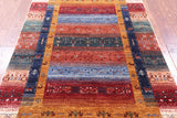 Persian Gabbeh Tribal Hand Knotted Wool Rug - 4' 0" X 5' 10" - Golden Nile