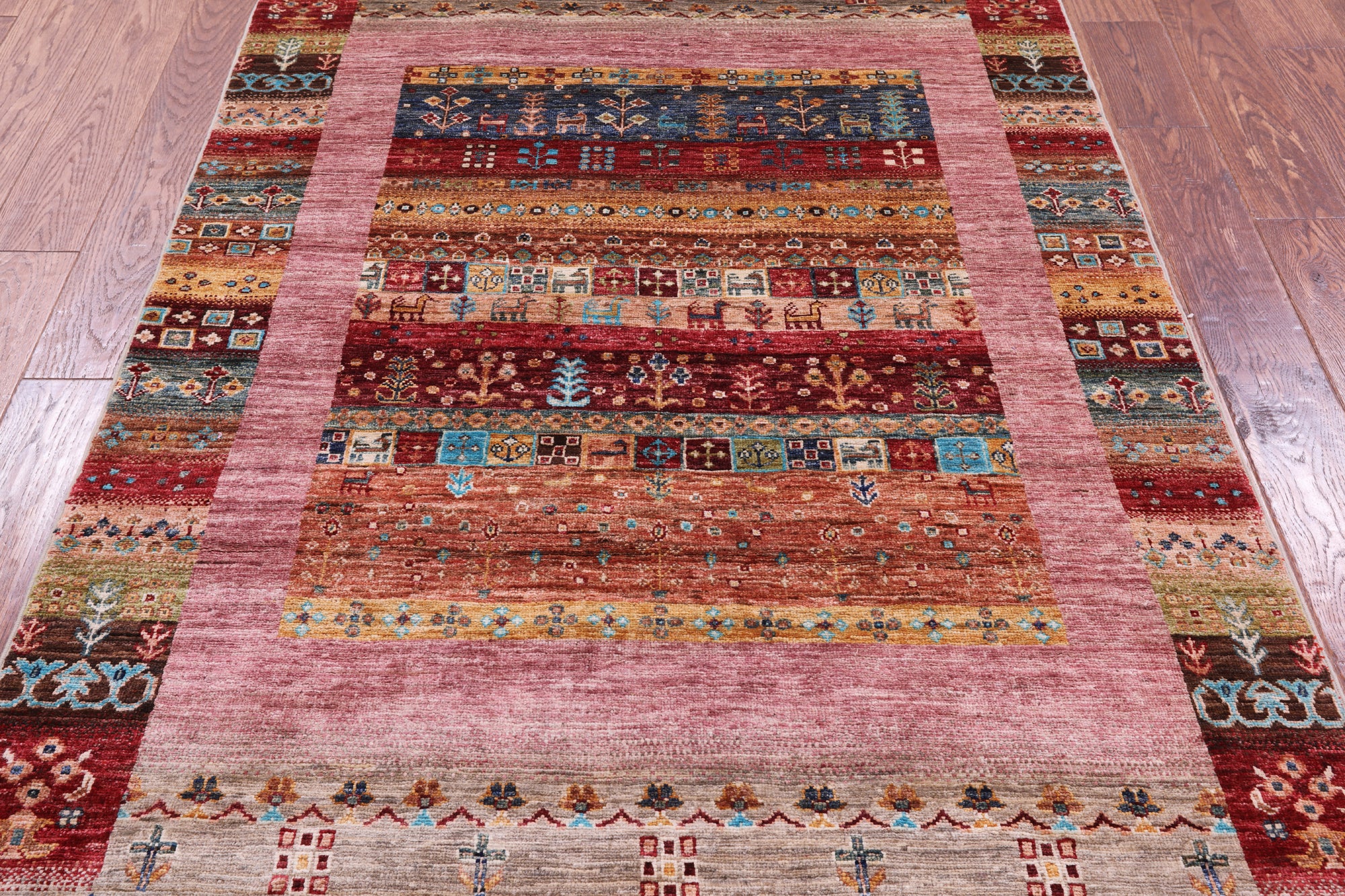 Tribal Persian Gabbeh Hand Knotted Wool Rug - 4' 2" X 6' 1" - Golden Nile