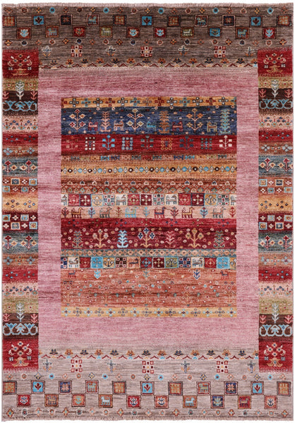 Tribal Persian Gabbeh Hand Knotted Wool Rug - 4' 2" X 6' 1" - Golden Nile