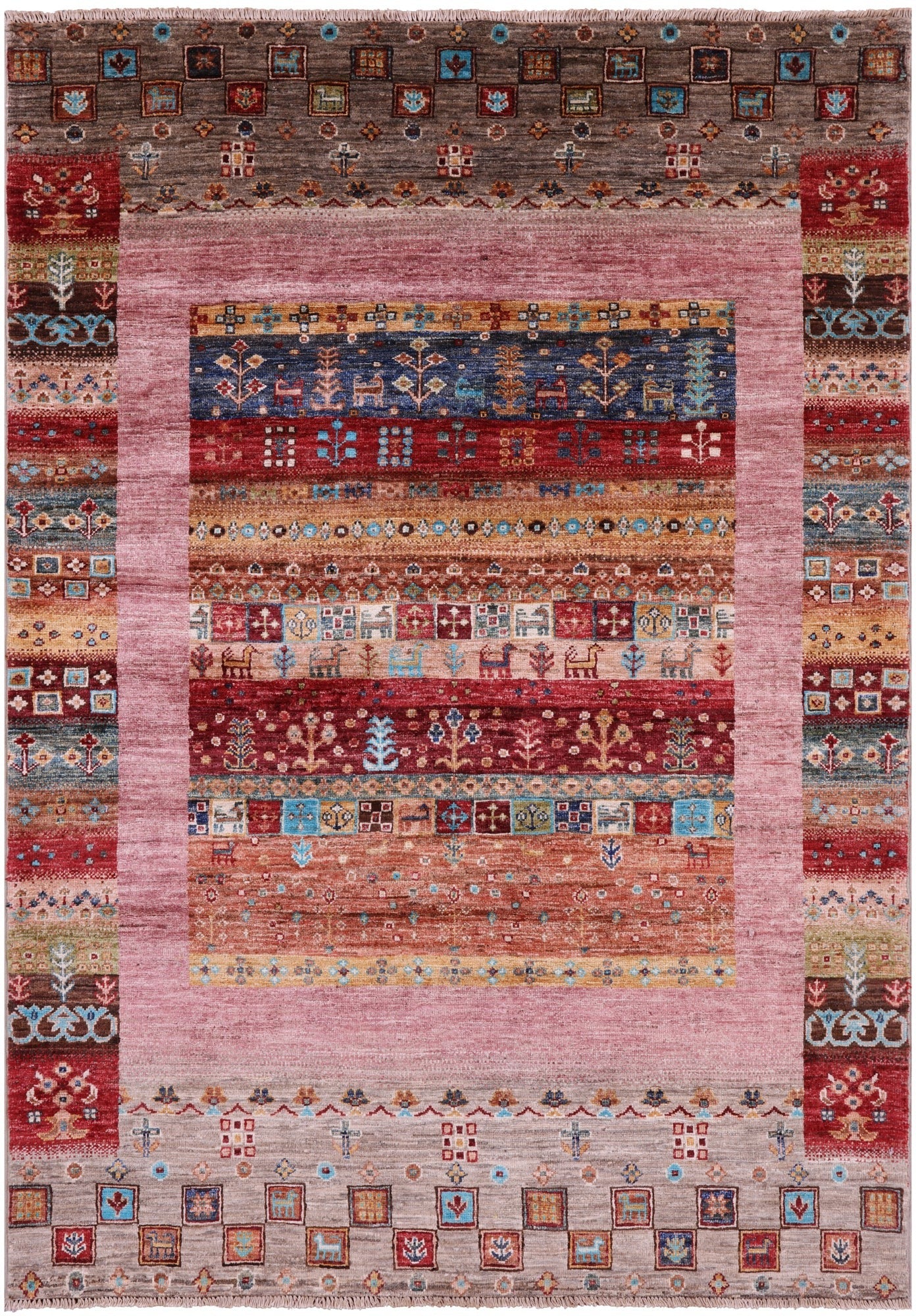 Tribal Persian Gabbeh Hand Knotted Wool Rug - 4' 2" X 6' 1" - Golden Nile