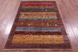 Tribal Persian Gabbeh Hand Knotted Wool Rug - 4' 0" X 5' 10" - Golden Nile