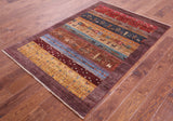 Tribal Persian Gabbeh Hand Knotted Wool Rug - 4' 0" X 5' 10" - Golden Nile